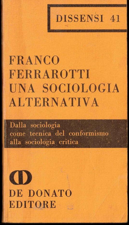 Una sociologia alternativa - Franco Ferrarotti - copertina