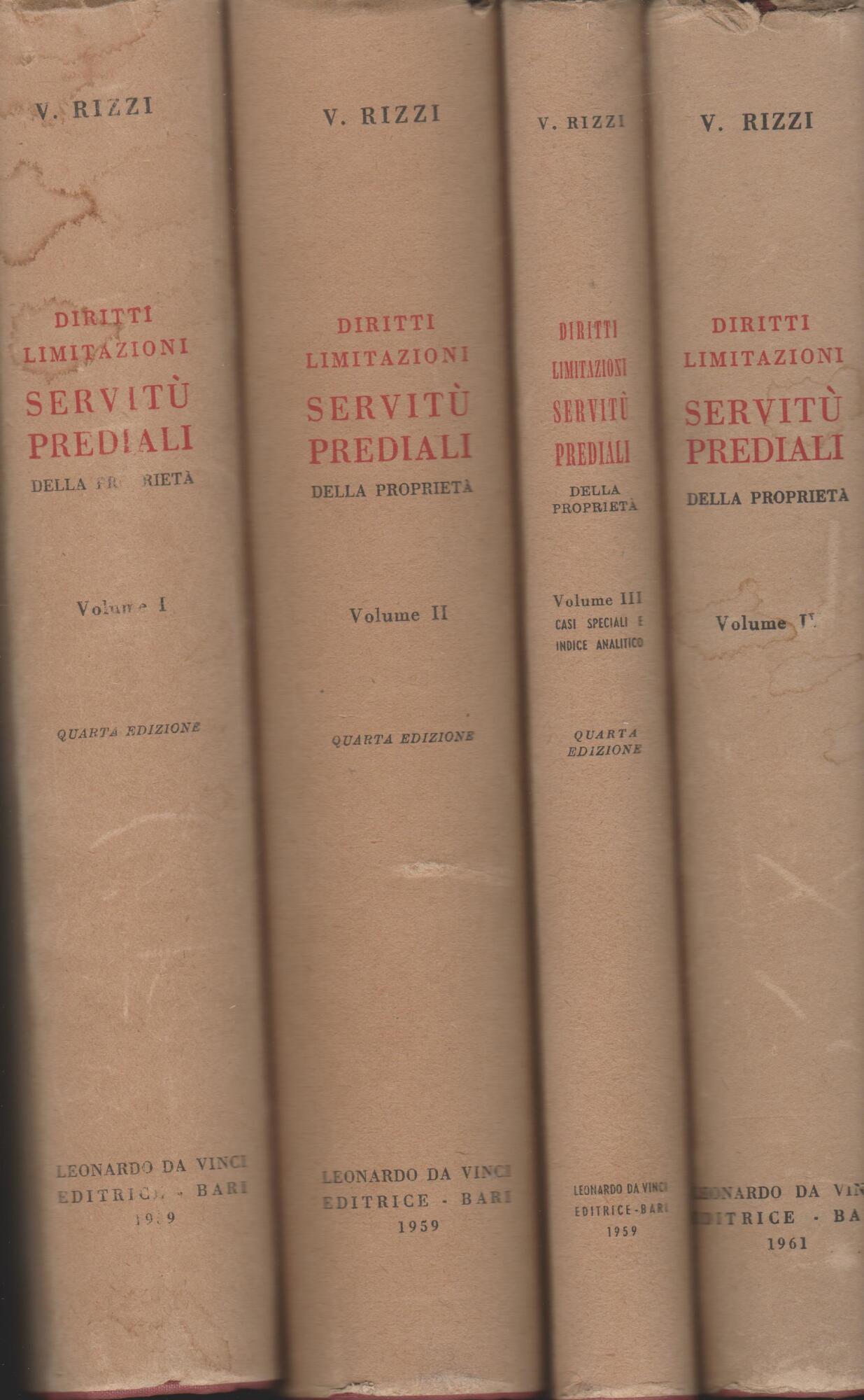 DIRITTI - LIMITAZIONI SERVITU' PREDIALI DELLA PROPRIETA' NEL VIGENTE CODICE CIVILE La nostra opera è di 4 Volumi