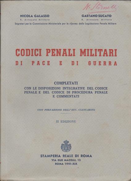 Codici Penali Militari di pace e di guerra - copertina