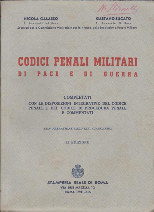 Codici Penali Militari di pace e di guerra - copertina
