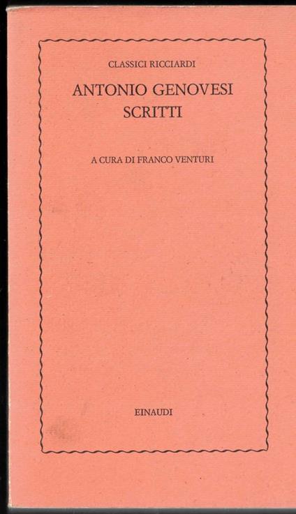 Scritti - Antonio Genovesi - copertina
