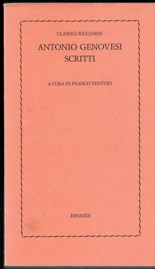 Scritti - Antonio Genovesi - copertina