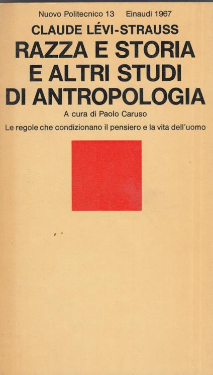 Razza e storia e altri studi di antropologia - copertina