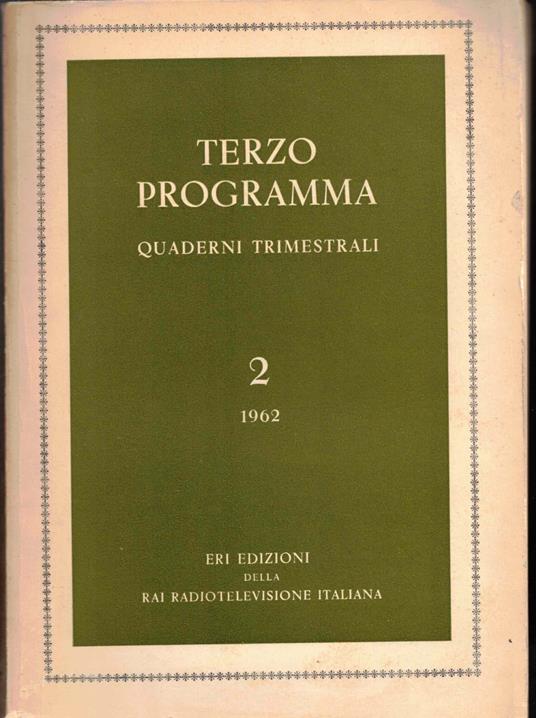 Terzo programma, volume 2. Quaderni trimestrali - copertina
