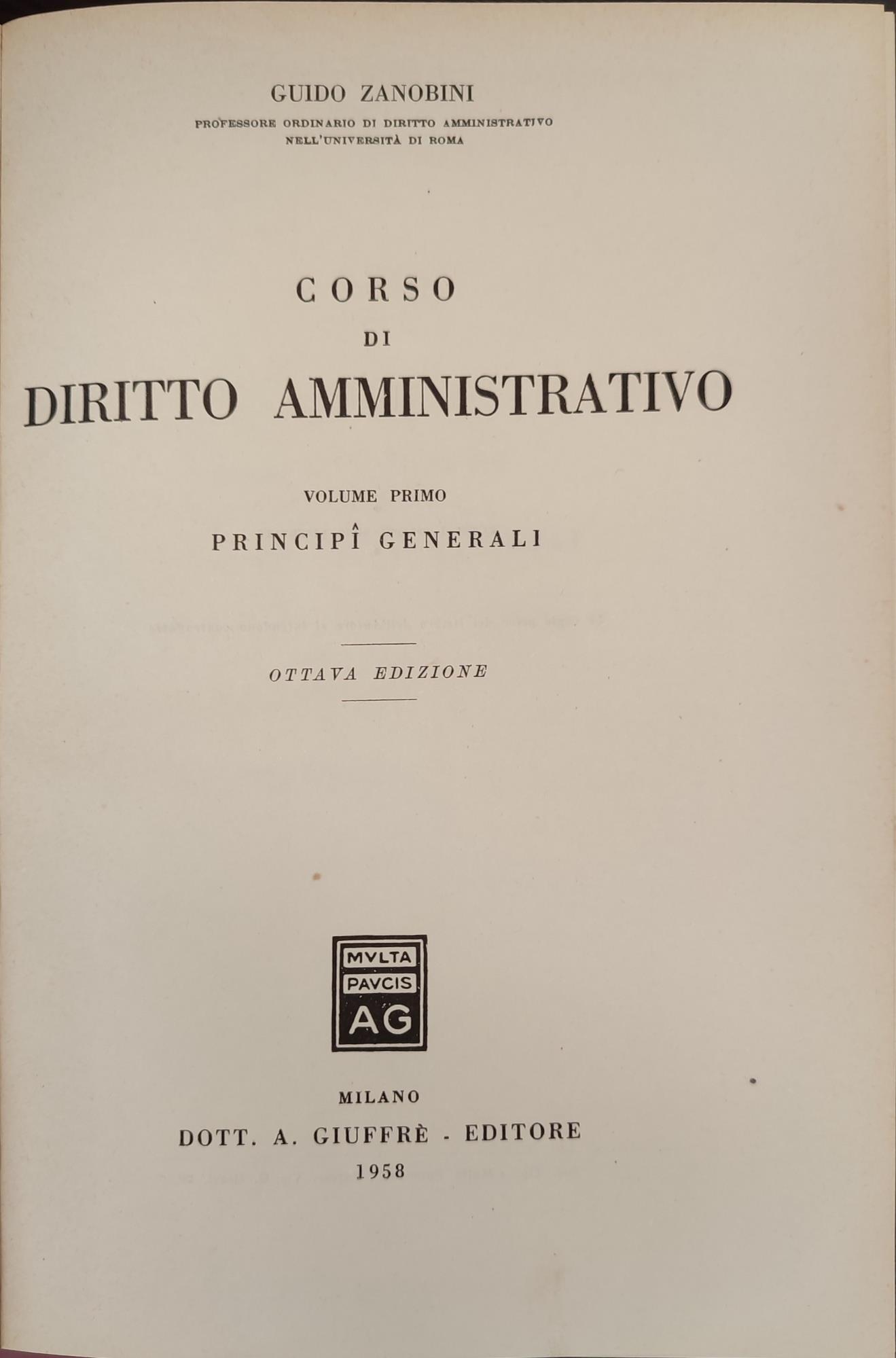 Corso di diritto amministrativo [Opera in 6 Volumi]