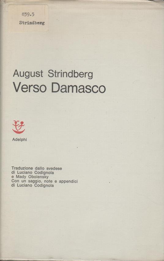 Verso Damasco. I-III - August Strindberg - copertina