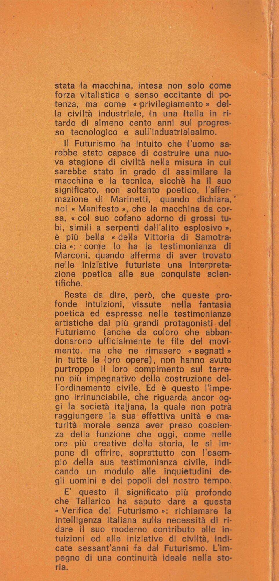 Verifica del futurismo, Volpe, 1970