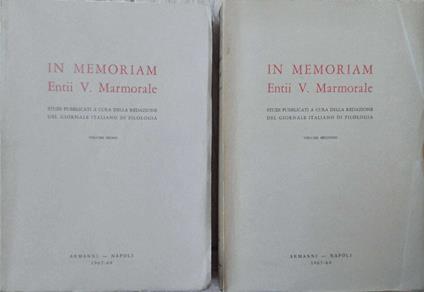 IN MEMORIAM Entii V. Marmorale - Due volumi - copertina