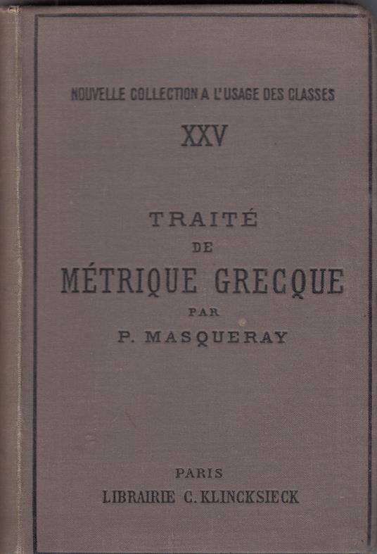 Traité de métrique grecque - copertina