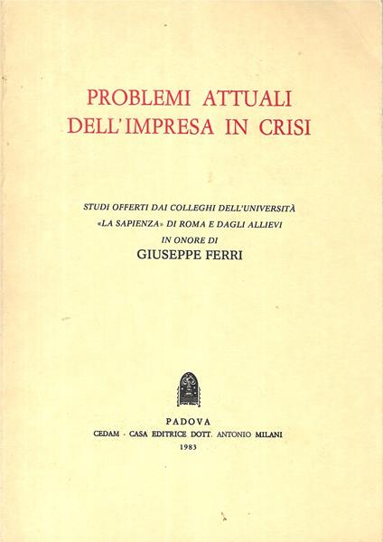 Problemi Attuali Dell ' Impresa In Crisi - copertina
