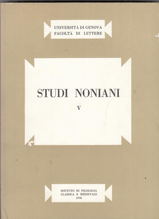Studi noniani V - copertina