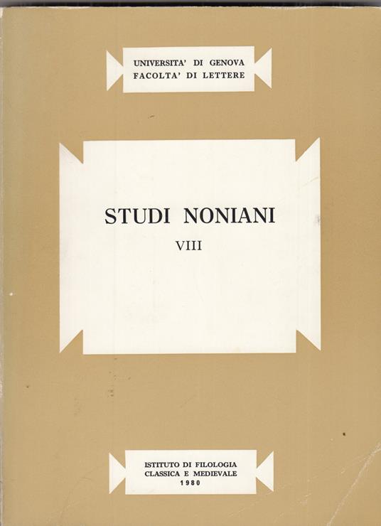 Studi noniani VIII - copertina