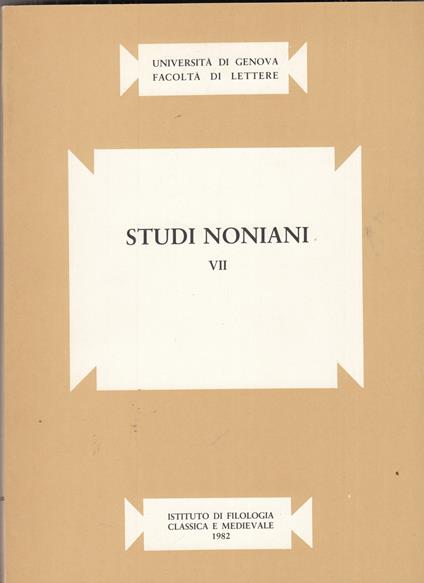 Studi noniani VII - copertina