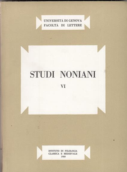 Studi noniani VI - copertina