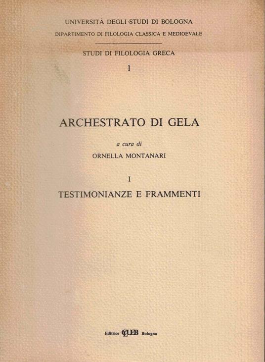 Archestrato di gela - studi di filologia greca I - copertina