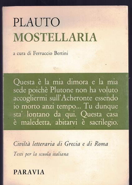 Plauto Mostellaria - Ferruccio Bertini - copertina