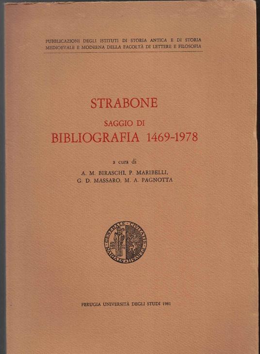 Strabone, Saggio di bibliografia 1469-1978 - copertina
