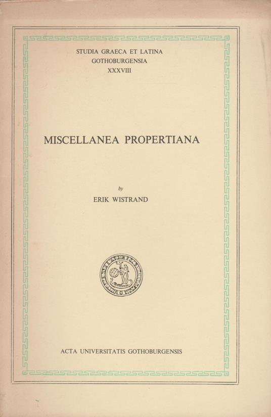 Miscellanea Propertiana - copertina