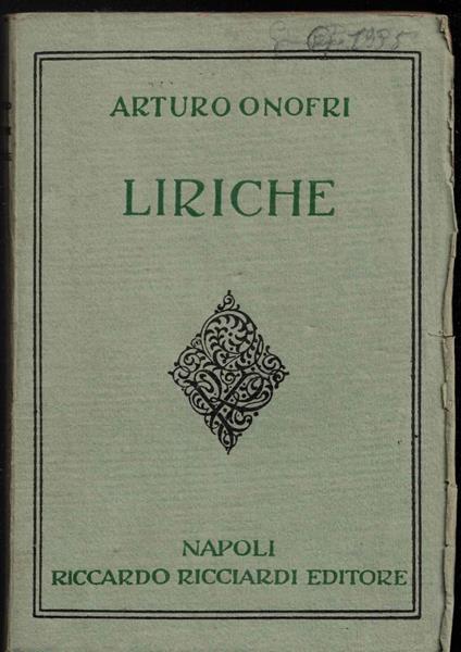 Liriche - Arturo Onofri - copertina