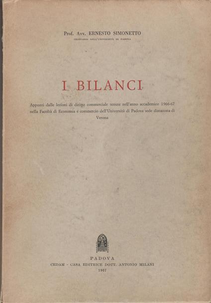 I Bilanci - Ernesto Simonetto - copertina