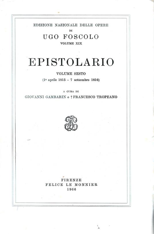 EPISTOLARIO - Volume sesto - copertina