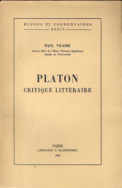 PLATON - Critique littéraire - copertina