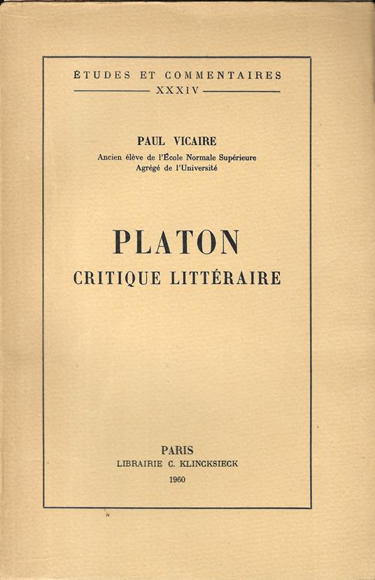 PLATON - Critique littéraire - copertina