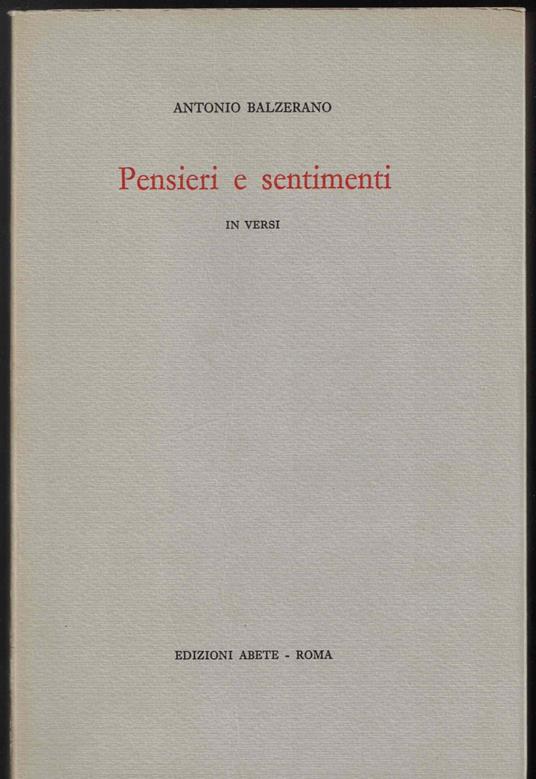 Pensieri e sentimenti in versi Vol. 1 - copertina