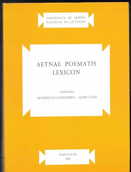 Aetnae poematis lexicon - copertina