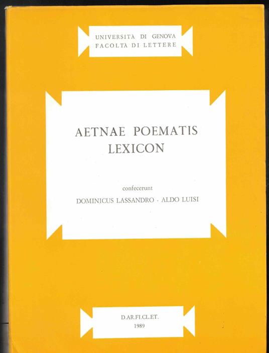 Aetnae poematis lexicon - copertina