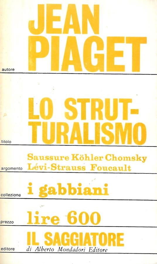 Lo Strutturalismo - Jean Piaget - copertina