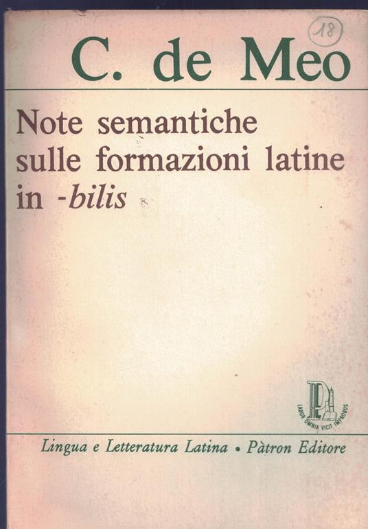 Note semantiche sulle formazioni latine in -bilis - copertina