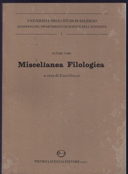 Miscellanea filologica - copertina