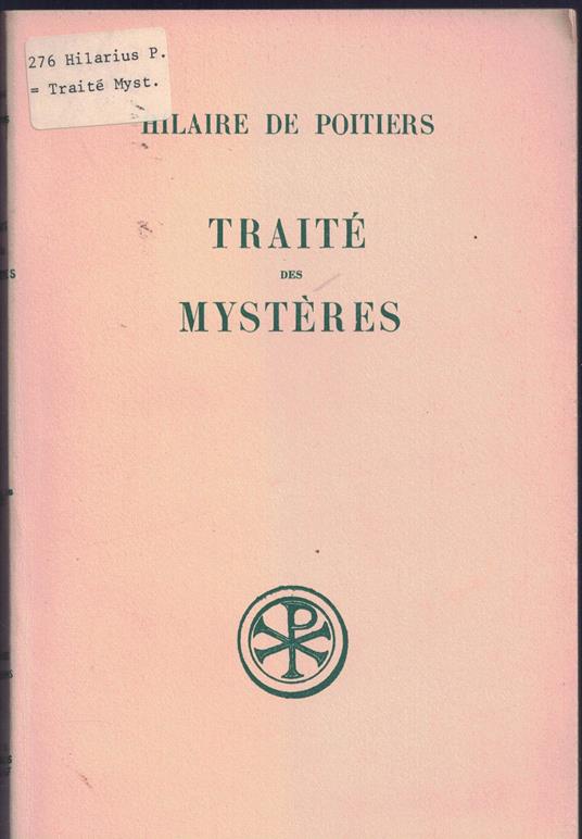 Traité des Mystères numero 19 Edition Bilingue Francais-Latin - copertina