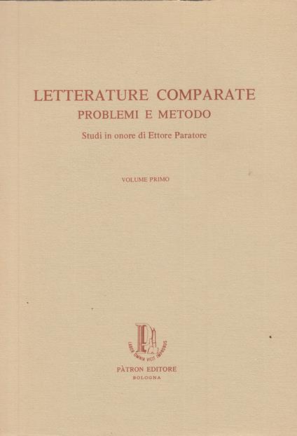 Letterature comparate problemi e metodo. Studi in onore di Ettore Paratore. 2 volumi - copertina