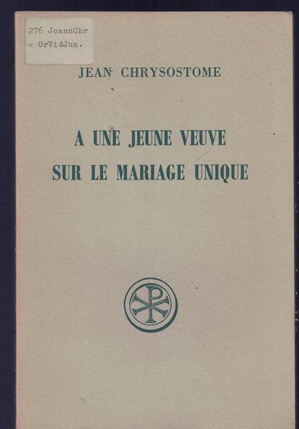 À une jeune veuve Sur le mariage unique numero 138 - copertina