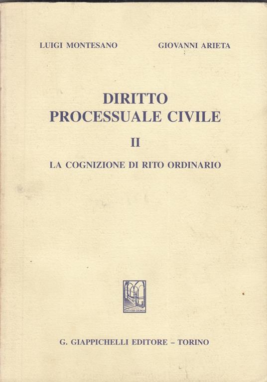 Diritto processuale civile. La cognizione di rito ordinario - copertina