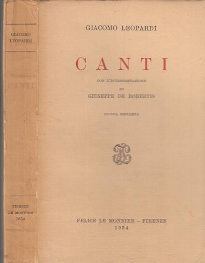 Canti - Giacomo Leopardi - copertina