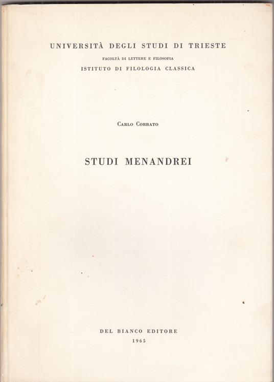 Studi Menandrei - Carlo Corbato - copertina