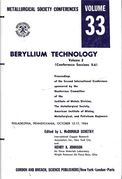 BERYLLIUM TECHNOLOGY - Volume II - copertina