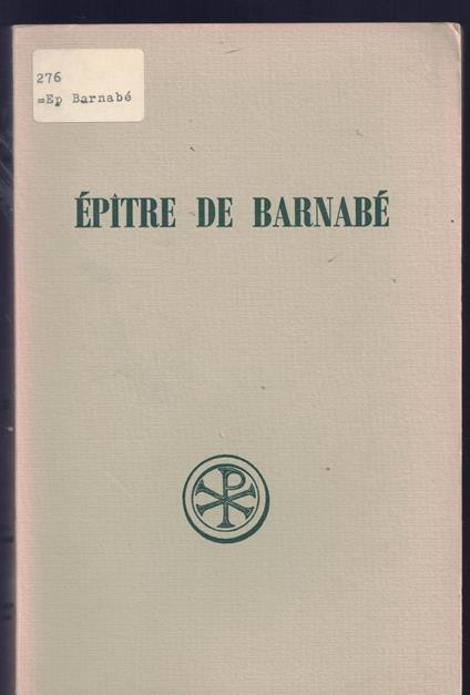 Épître de Barnabé n. 172 bilingue greco-francese - copertina
