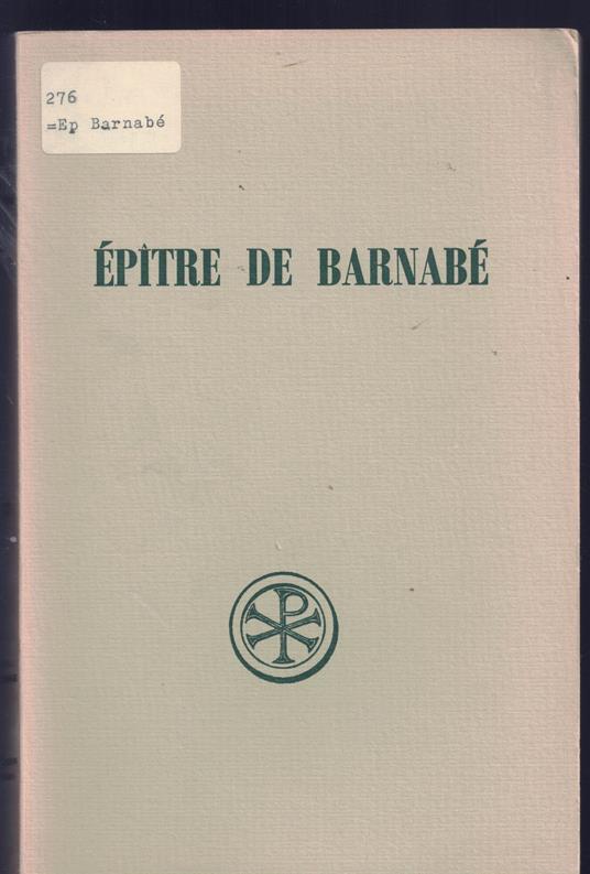 Épître de Barnabé n. 172 bilingue greco-francese - copertina