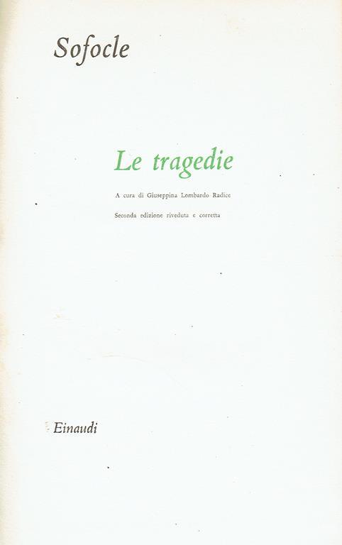 Le Tragedie - Sofocle - copertina