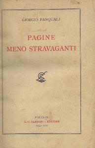 Pagine meno stravaganti - Giorgio Pasquali - copertina