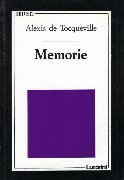 Memorie - Alexis de Tocqueville - copertina