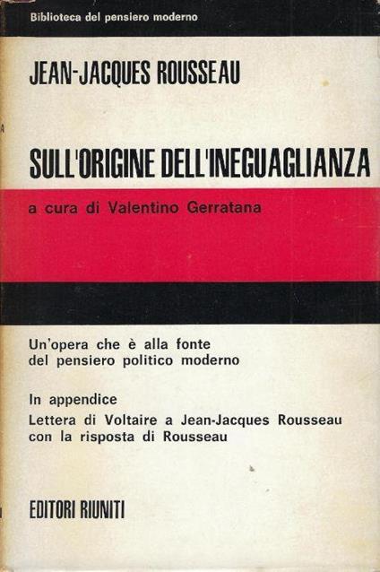 Sull'origine dell'ineguaglianza - Jean-Jacques Rousseau - copertina