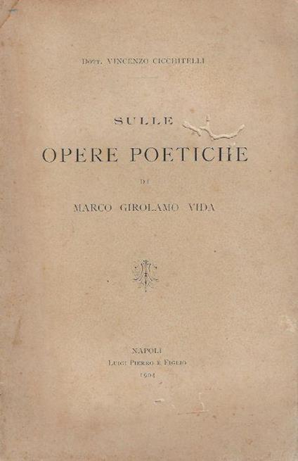 Sulle opere poetiche di Marco Girolamo Vida - copertina