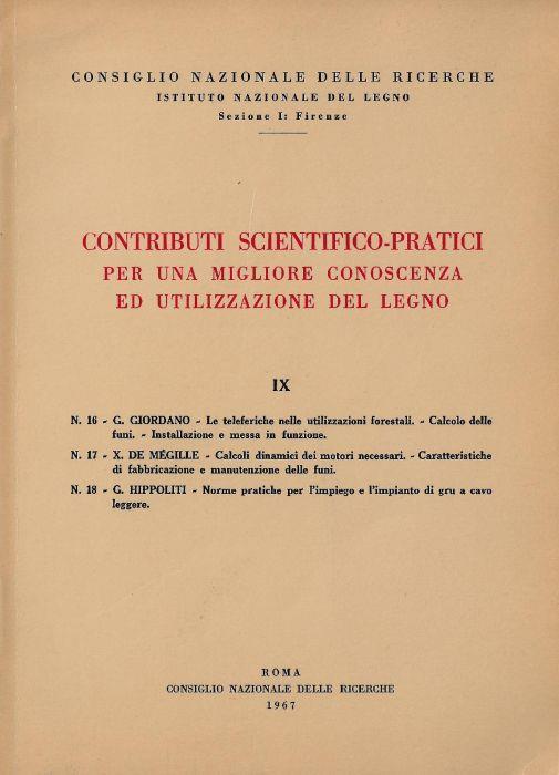 Contributi scientifico-pratici per una migliore conoscenza ed utilizzazione del legno, fasc. 9 - copertina
