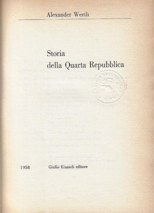 Storia della Quarta Repubblica - Alexander Werth - copertina