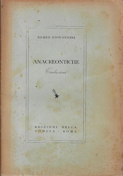 Anacreontiche : traduzioni - Anacreonte - copertina